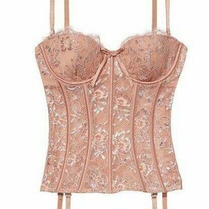 VICTORIAS SECRET VERY SEXY ALLURE SHIMMER BUSTIER CORSET W GARTERS M